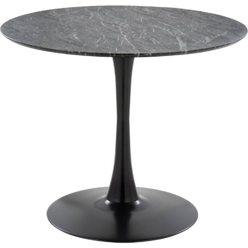 Pebble Dining Table in Black Metal & Black Marble Veneer